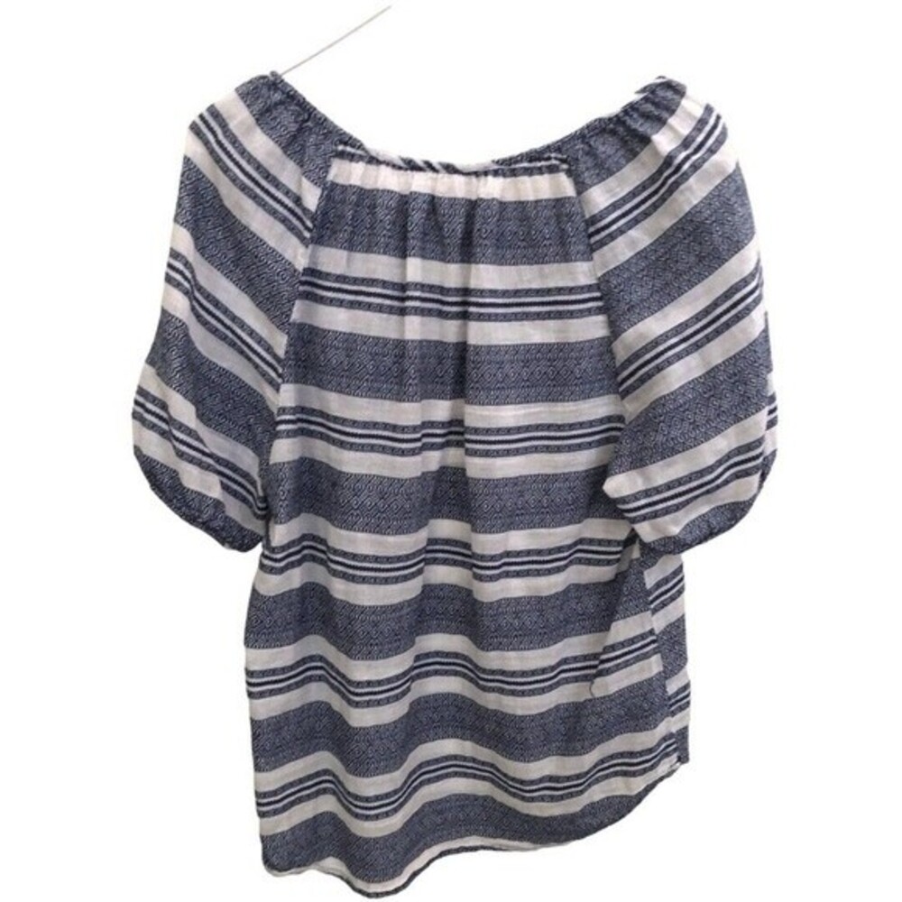 BeachlunchLounge blue & White Striped cotton Pullover Top M #809 - Picture 3 of 7